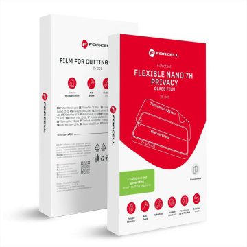  Hybrid nano glass film for cutting machine 2nd and 3rd gen. Forcell F-Protect Flexible NANO 7H PRIVACY 196 x 125 mm 25 pcs