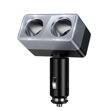   Intelligens dupla szivargyújtós autós töltő Hoco 2 öngyújtó port max 240W/24V Z65 fekete