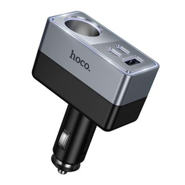   Autós töltő Hoco 1xUSB A + 2xUSB C+1x szivargyújtó portok PD QC3.0 max 165W/24V Z65A fekete