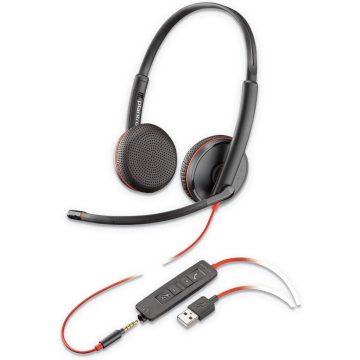   Vezetékes fejhallgató Jack 3,5 mm / USB A Poly Blackwire C3225 fekete