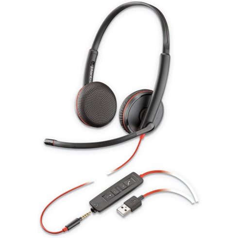 Vezetékes fejhallgató Jack 3,5 mm / USB A Poly Blackwire C3225 fekete
