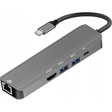 Adapter HUB 5in1 USB C ART OEM-C15-1 ezüst