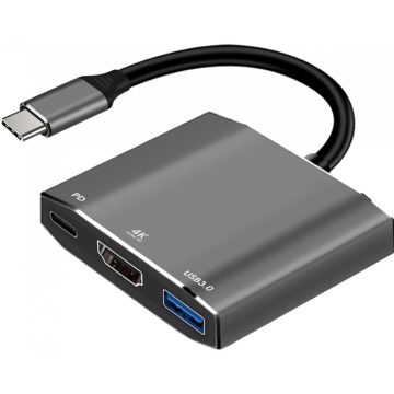 Adapter HUB 3in1 USB C ART OEM-C17 ezüst