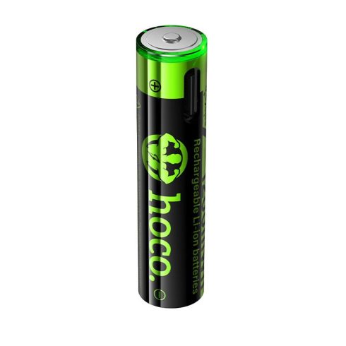 Újratölthető akkumulátor R3 (AAA) 320 mAh USB C + kábellel USB A - 2 x USB C 2 db Hoco JA4 fekete