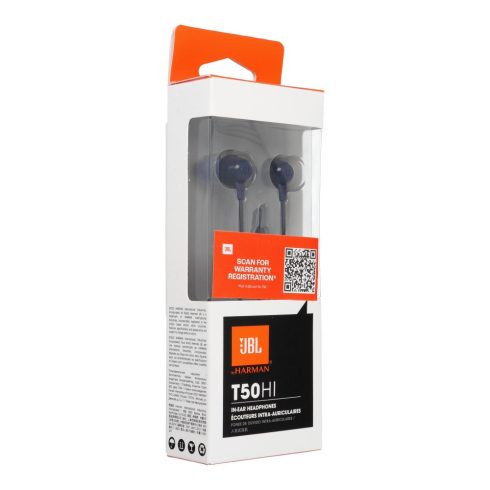 Vezetékes fülhallgató Jack 3,5 mm mikrofonnal JBL T50HI 360 kék