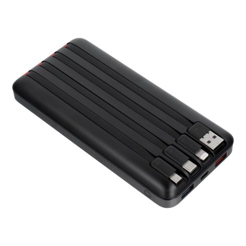 Powerbank Charmast W2089 PD3.0 3A 22,5W 20000 mAh with built-in cables USB A / USB C / Lightning / Micro USB black