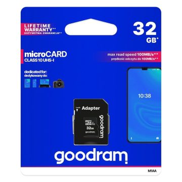   GOODRAM memóriakártya microSD 32GB 100MB/s Class 10 UHS I adapterrel SD