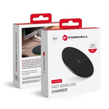   Wireless charger Forcell F-Energy Qi QC 15W + data cable USB C to USB A black