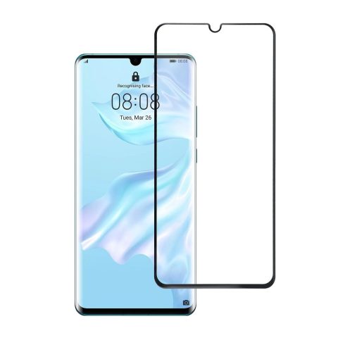 Edzett üveg Huawei P30 PRO-hoz (teljes ragasztó/tokbarát) Blue Star 5D fekete