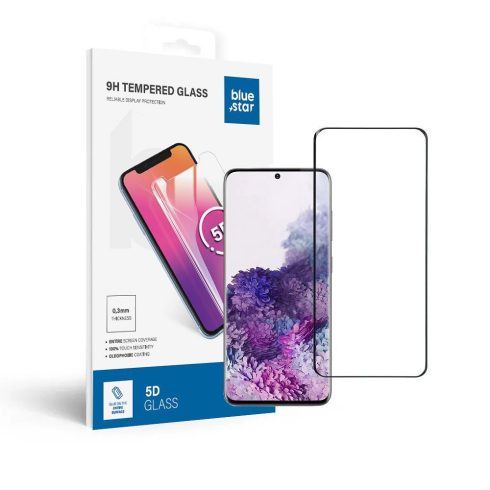 Edzett üveg kék csillag - SAMSUNG Galaxy S20 Full Face (teljesen ragasztó/tokbarát) - fekete Tempered Glass Blue Star