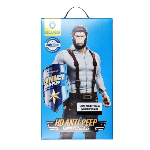 5D Mr. Monkey Glass – Apple iPhone XR / 11 fekete (erős adatvédelem)