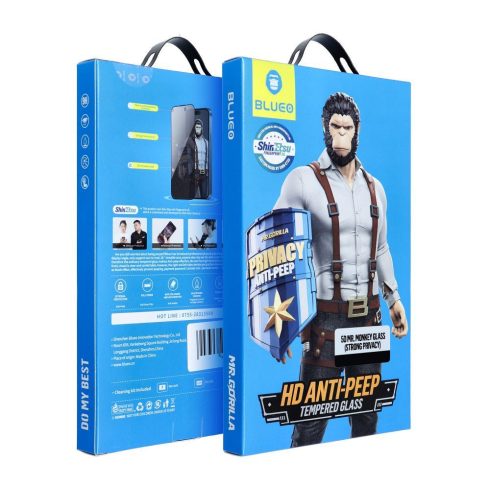 5D Mr. Monkey Glass – Apple iPhone XR / 11 fekete (erős adatvédelem)