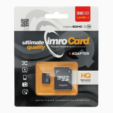   IMRO memóriakártya microSD 32GB 100MB/s Class 10 UHS I adapterrel SD