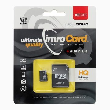   IMRO memóriakártya microSD 16GB 100MB/s Class 10 UHS I adapterrel SD