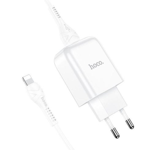 Telefontöltő Hoco USB A 2A 10W + USB A kábel a Lightning N2-hez fehér