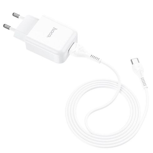 Telefontöltő Hoco USB A 2A 10W + kábel USB A - USB C N2 fehér