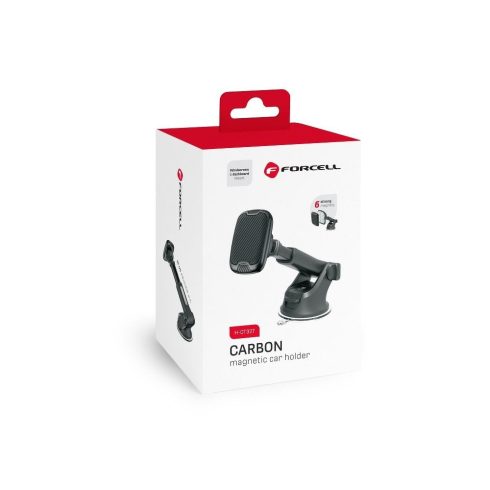 FORCELL F-GRIP Carbon H-CT327 mágneses autós tartó szélvédőre / műszerfalra fekete