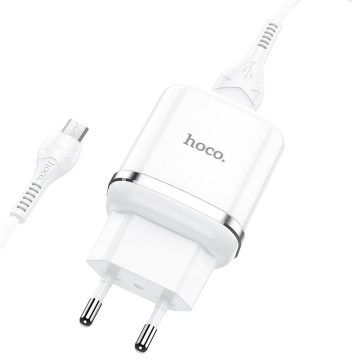   Telefontöltő Hoco USB A QC3.0 3A 18W + kábel USB A - Micro USB N3 fehér