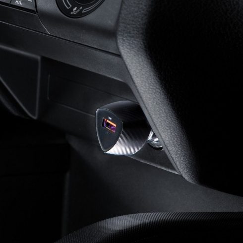 Car charger Forcell F-Energy Carbon USB A QC3.0 3A 18W CC50-1A black