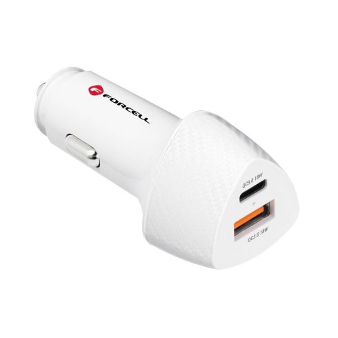 Autós töltő Forcell F-Energy Carbon USB C + USB A QC3.0 PD 3A 38W CC50-1A1C fehér
