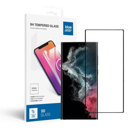 Tempered glass to Samsung Galaxy S22 ULTRA (full glue / case friendly) Blue Star 5D black