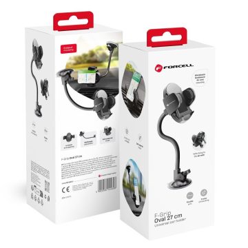  FORCELL F-GRIP ovális 27 cm-es autós tartó szélvédőre / műszerfalra / légtelenítőre fekete