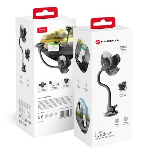 FORCELL F-GRIP ovális 27 cm-es autós tartó szélvédőre / műszerfalra / légtelenítőre fekete