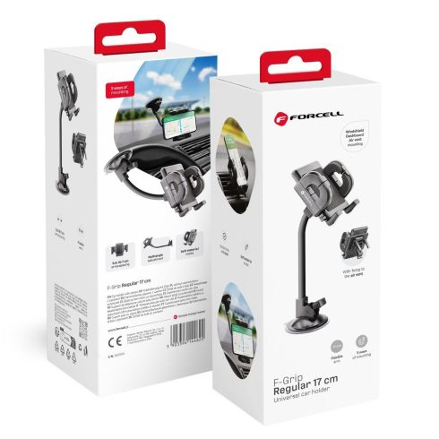 FORCELL F-GRIP Normál 17 cm-es autós tartó szélvédőhöz / műszerfalhoz / légtelenítőhöz fekete