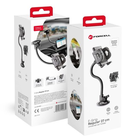FORCELL F-GRIP Normál 27 cm-es autós tartó szélvédőhöz / műszerfalhoz / légtelenítőhöz fekete