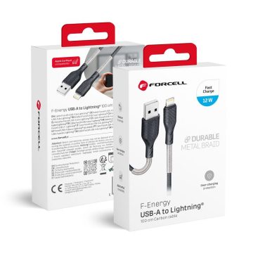   Cable USB A to Lightning Forcell F-Energy 2,4A 12W Carbon 1 m CB-01A black
