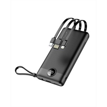   Powerbank Veger C10 (W1116) 10000 mAh with built-in Micro-USB cables / Typ C / Lightning black