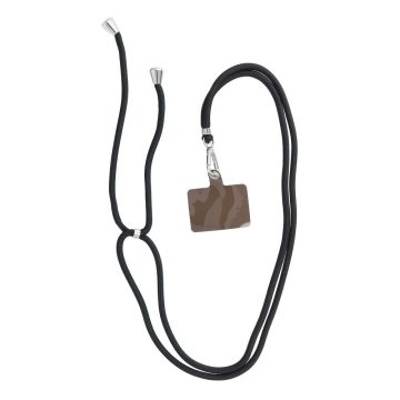   SWING (6mm) Telefon zsinór, Telefon medál állítható hosszúsággal / zsinór hossza 165cm (max. 82,5cm hurokban) / vállon vagy nyakon - fekete