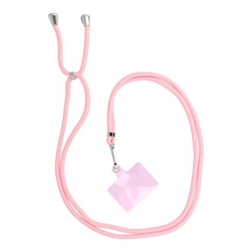 SWING (6mm) Telefon zsinór, Telefon medál állítható hosszúsággal / vezeték hossza 165cm (max. 82,5cm hurokban) / vállon vagy nyakon - lite rózsaszín