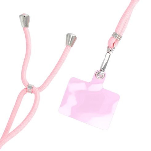 SWING (6mm) Telefon zsinór, Telefon medál állítható hosszúsággal / vezeték hossza 165cm (max. 82,5cm hurokban) / vállon vagy nyakon - lite rózsaszín