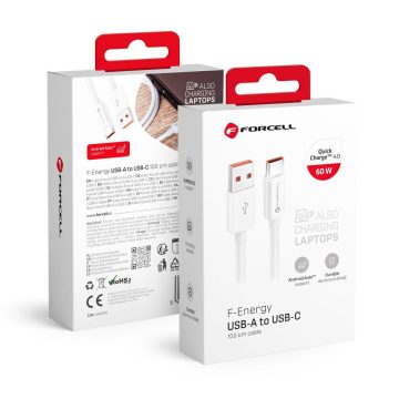   Cable USB A to USB C Forcell F-Energy QC4.0 3A 66W 1 m C336 white