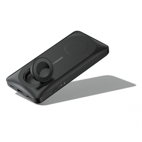 VEGER powerbank 10000 mAh MagSafe PD QC3.0 3A 22,5W MagMulti (W1156) fekete vezeték nélküli töltőkkel