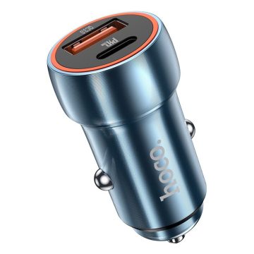   Autós töltő Hoco USB A + USB C PD QC3.0 3A 20W Z46A zafírkék