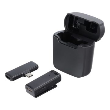   C típusú vezeték nélküli lavír mikrofon S11 fekete töltőtokkal