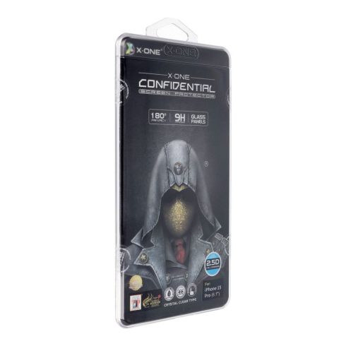 X-ONE Full Cover Extra Strong Privacy - iPhone 15 Pro (teljes ragasztós) edzett üveg 9H készülékhez
