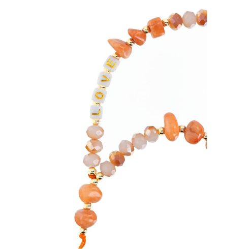 LOVE telefon zsinór, telefon medál / vezeték hossza 44 cm (22 cm a hurokban) / kéznél - narancs