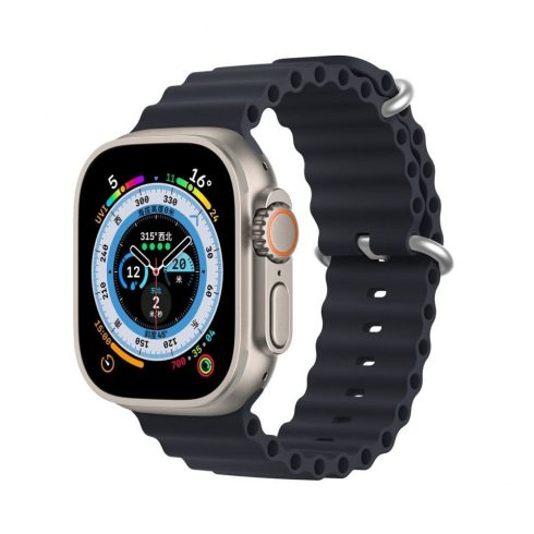 DUX DUCIS szíj OCEAN WAVE szilikon Apple Watch 38 / 40 / 41 mm grafithoz