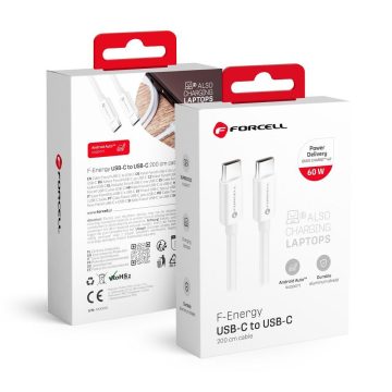   Cable USB C to USB C Forcell F-Energy QC4.0 PD 3A 60W 2 m C338 white