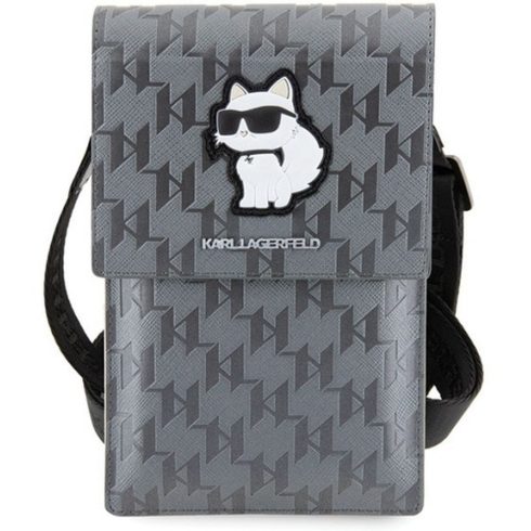 KARL LAGERFELD univerzális táska mobilhoz KLWBSAKHPCG (Saffiano Mono Choupette) ezüst