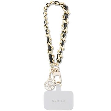  GUESS kézszíj GUOUCHSAMC4K (Saffiano Chain Strap 4G Charm) fekete