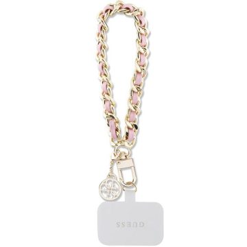   GUESS kézszíj GUOUCHSAMC4P (Saffiano Chain Strap 4G Charm) rózsaszín