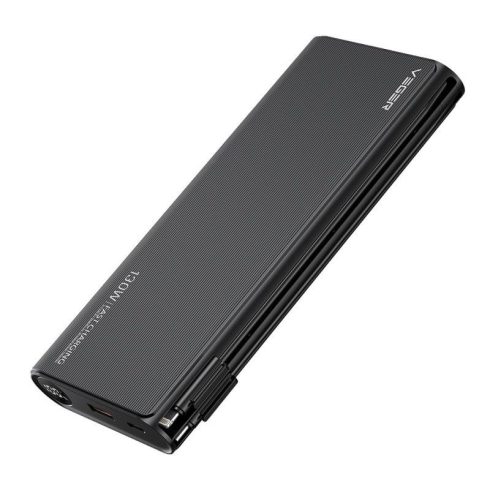 VEGER powerbank 25000 mAh beépített kábelekkel Type C / Lightning PD 130W TCE130 (W2503) fekete