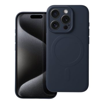   SILICONE MAG COVER case compatible with MagSafe for IPHONE 15 Pro blue titanium
