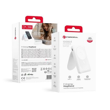   Powerbank kompatibilis a MagSafe Forcell F-Energy MagStand F10K2 QC3.0 PD 5A 20W 10000 mAh fehér