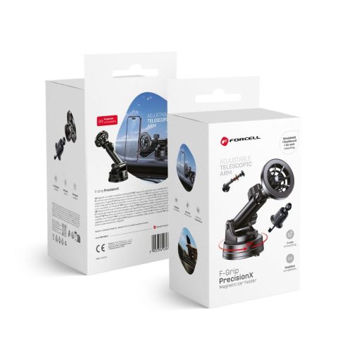 Mágneses autós telefontartó kompatibilis a Magsafe Forcell F-Grip PrecisionX szélvédővel/műszerfallal/szellőzőnyílással fekete