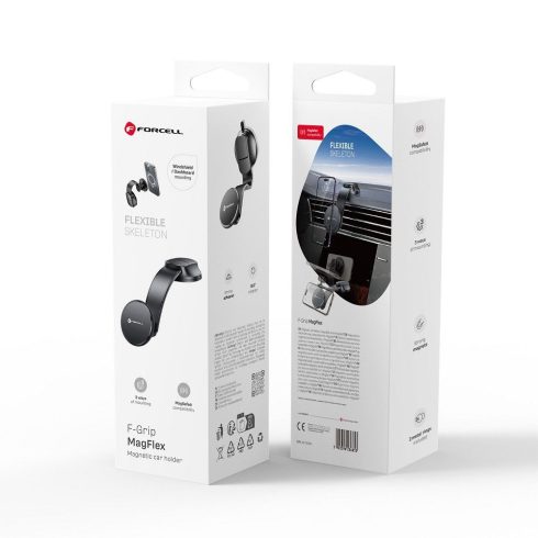 FORCELL F-GRIP MagFlex mágneses autós tartó szélvédőhöz / műszerfalhoz, MagSafe fekete kompatibilis